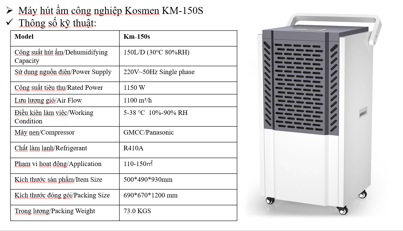 Máy hút ẩm công nghiệp KOSMEN KM-150S - Doanh Huyền
